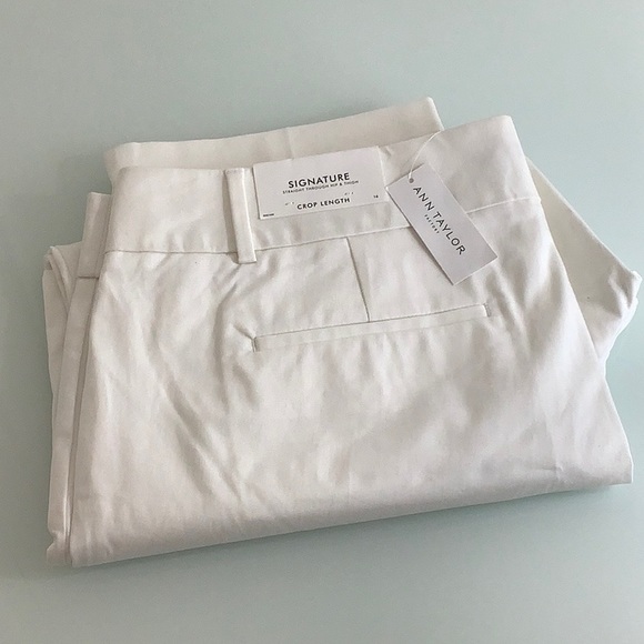 Ann Taylor signature Straight hip & thigh crop length white pants Size 16 NWT - Picture 11 of 12